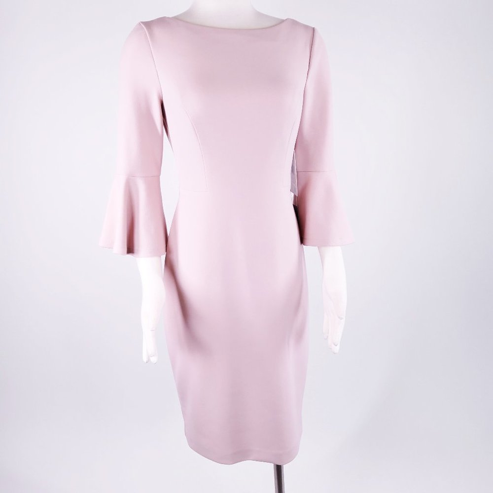 New Harper Rose Bell Sleeve Bateau Neckline Blush Sheath Dress Size 6